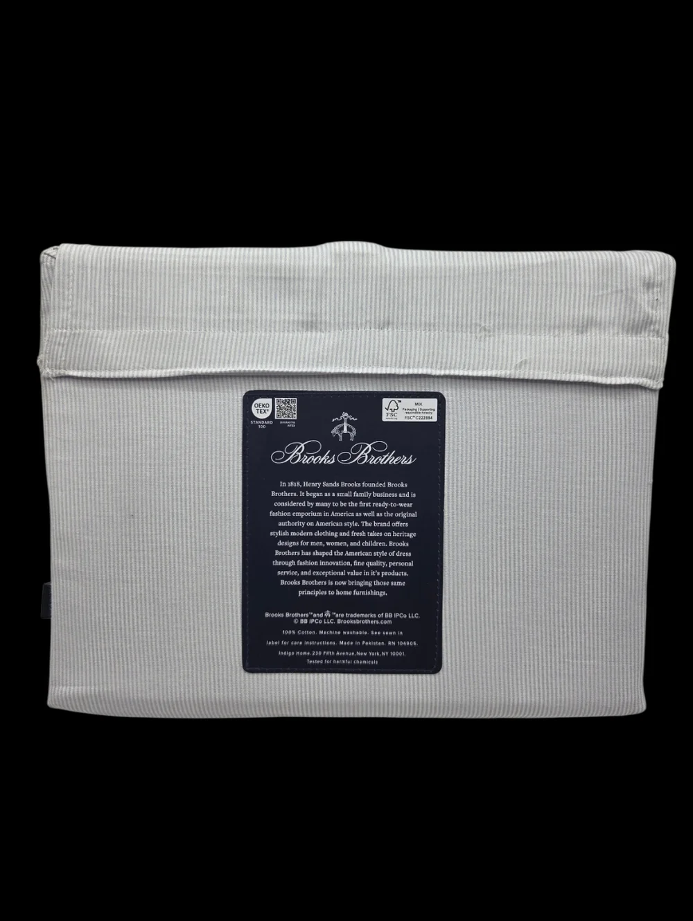 Brooks Brothers Striped Cotton Queen Sheet Set of 4pc White Blue‎